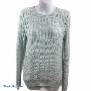 Cotton Open Weave Sweater Small Mint Green Oversized